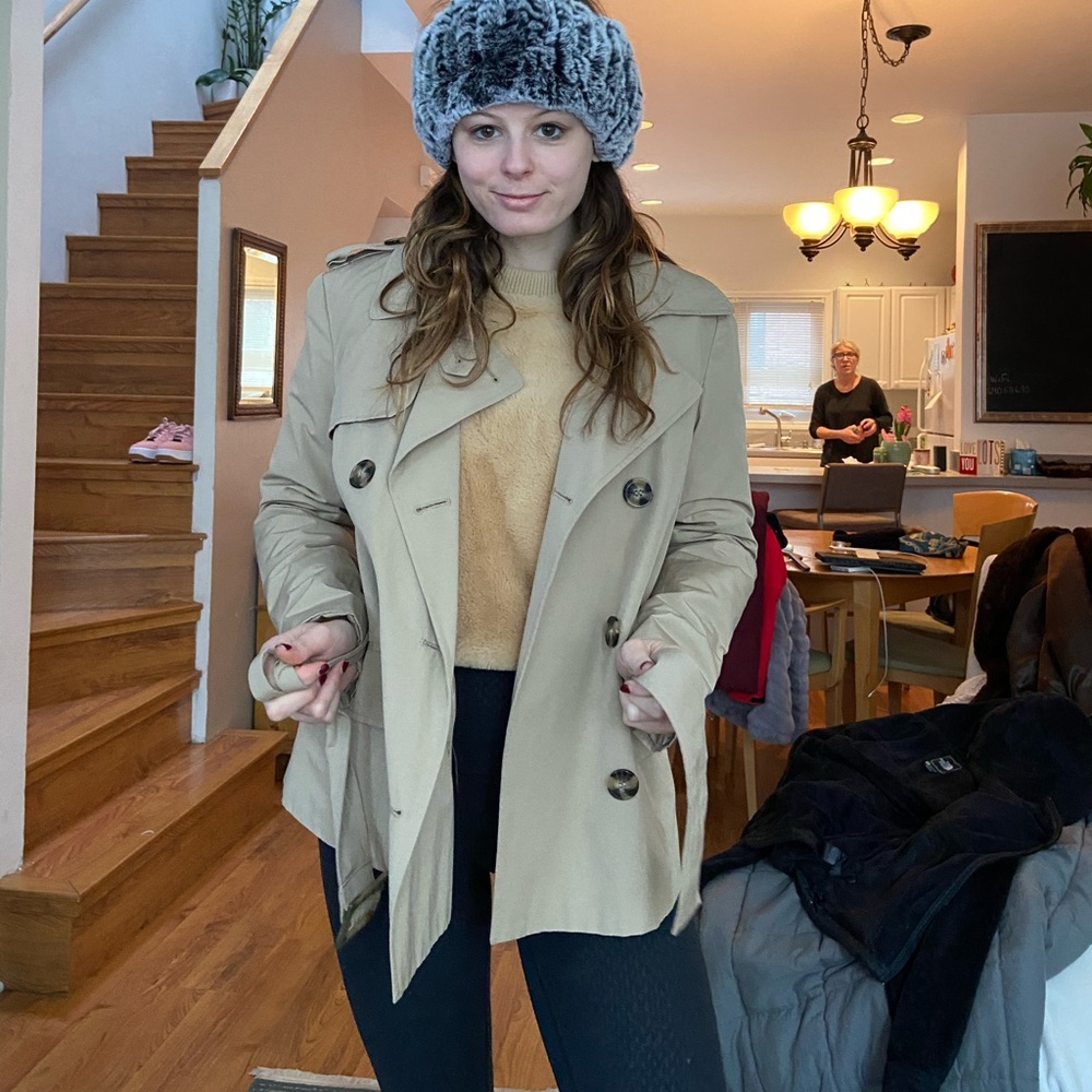 Tan trench coat